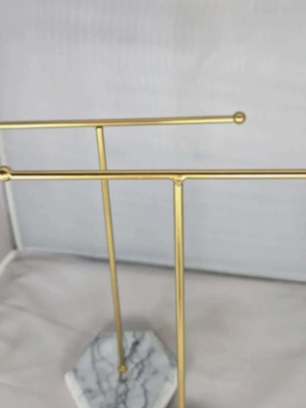 SET of 2 Jewelry Stands T Bar Gold Marble Color Minimalist Modern Organizer 10
